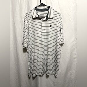 Under Armour Men's White Striped Polo Shirt